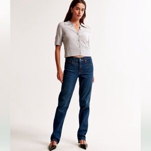 Abercrombie & Fitch Mid Rise 90s Straight Jean Size 32 Long Dark Wash